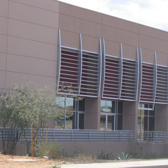 Aerohead at Scottsdale Airpark. Aluminum wall accents and railing.