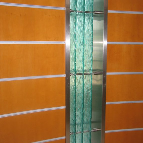 Ancona. Meltdown glass supported by stainless steel.
