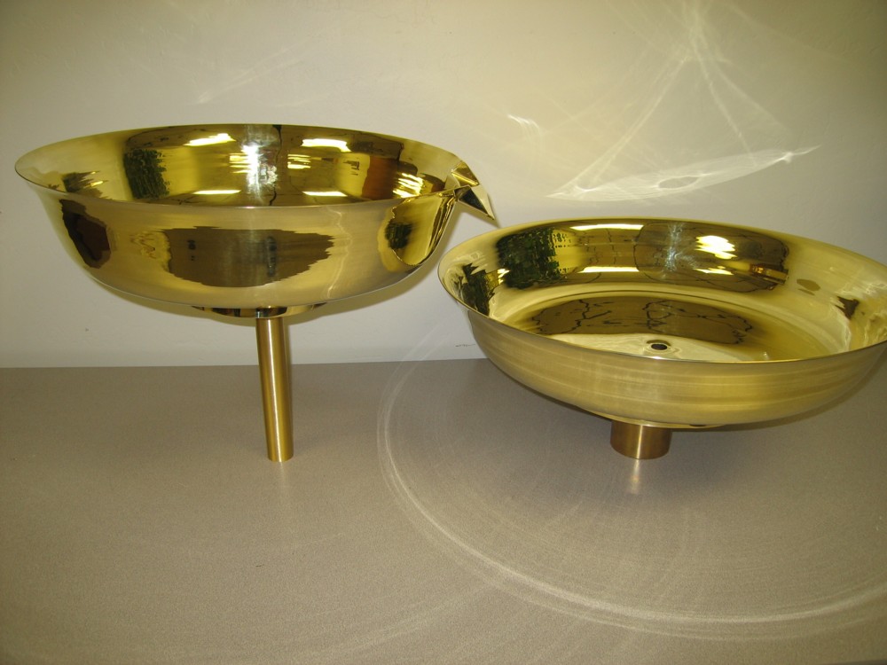 Private residence. Polished Brass bowl for water feature.