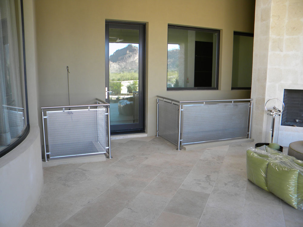 Private residence - stainless steel perf metal in stainless steel frame.